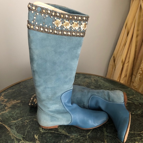 Giuseppe Zanotti blue suede  boots, sz.8.5, good - Picture 8 of 8